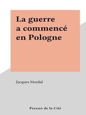cover image of La guerre a commencé en Pologne